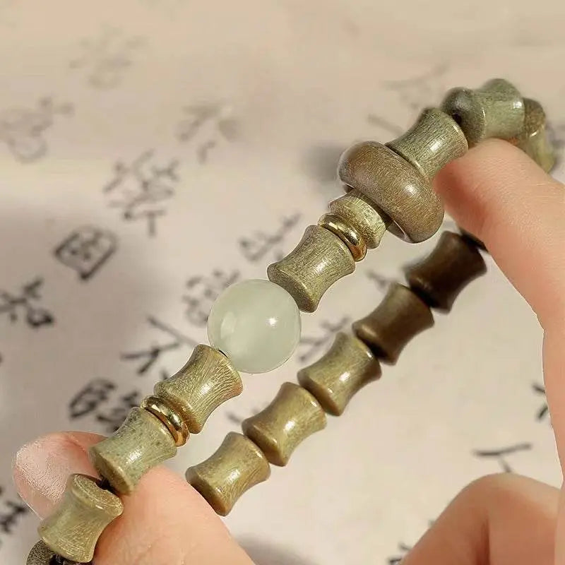 natural green sandalwood bamboo - knot bracelet, chinese - style couple jewelry - star8s