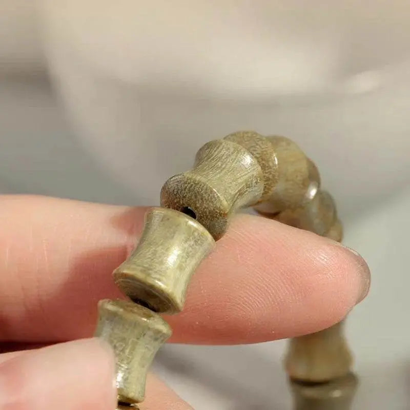 Natural Green Sandalwood Bamboo - knot Bracelet, Chinese - style Couple Jewelry - STAR8S