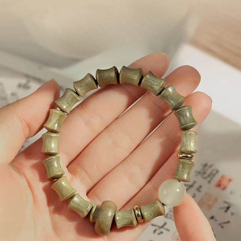 natural green sandalwood bamboo - knot bracelet, chinese - style couple jewelry - star8s