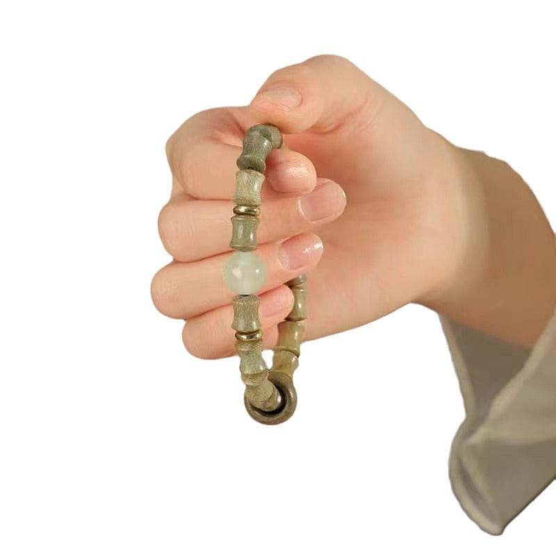 natural green sandalwood bamboo - knot bracelet, chinese - style couple jewelry - star8s
