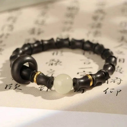 Natural Green Sandalwood Bamboo - knot Bracelet, Chinese - style Couple Jewelry - STAR8S