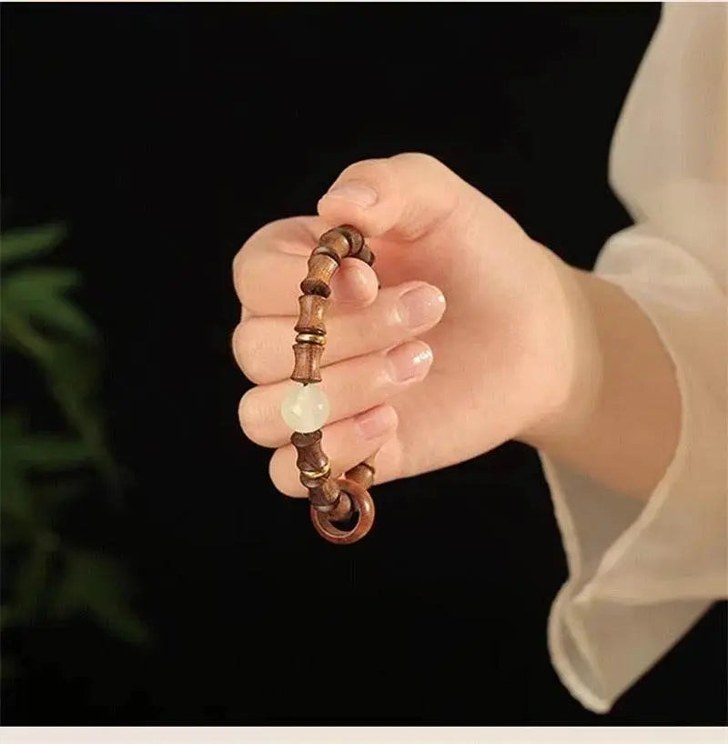 natural green sandalwood bamboo - knot bracelet, chinese - style couple jewelry - star8s