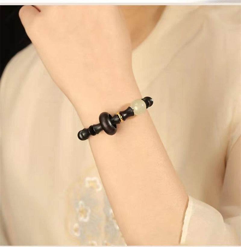 natural green sandalwood bamboo - knot bracelet, chinese - style couple jewelry - star8s