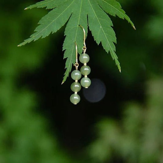 Hetian Jade Line Earrings - 14k gold - plated Elegant Goddess | STAR8S - STAR8S