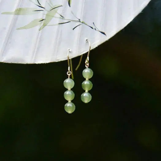 Hetian Jade Line Earrings - 14k gold - plated Elegant Goddess | STAR8S - STAR8S