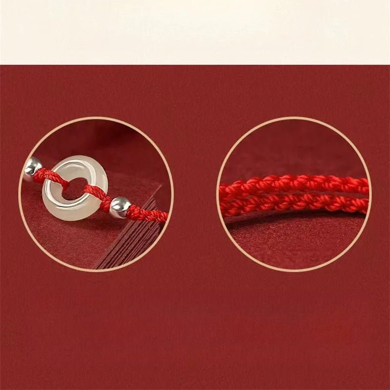 natural hetian jade ping’an donut red string bracelet – 999 silver charm, zodiac new‑year protection - star8s