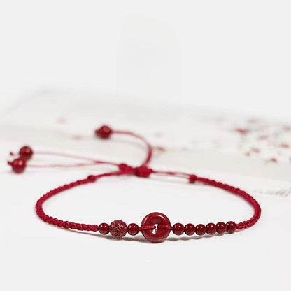 Natural High - Concentration Cinnabar Zodiac Charm Anklet – Red Pingan Bead, Handwoven Unisex Jewelry - STAR8S