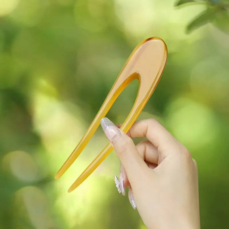 natural horn u - shaped hairpin for stylish bun & ponytail - star8s