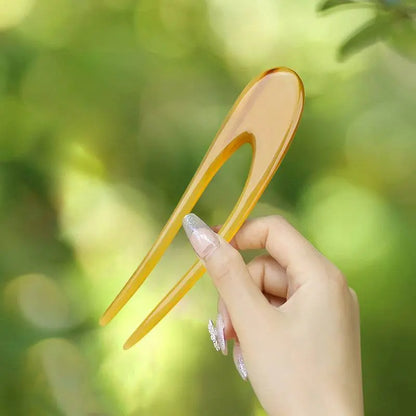 Natural Horn U - shaped Hairpin for Stylish Bun & Ponytail - STAR8S