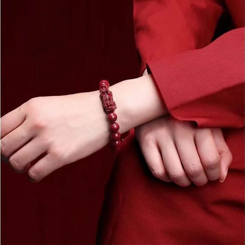 natural purple cinnabar double pixiu bracelet, lucky jewelry for natal year - star8s