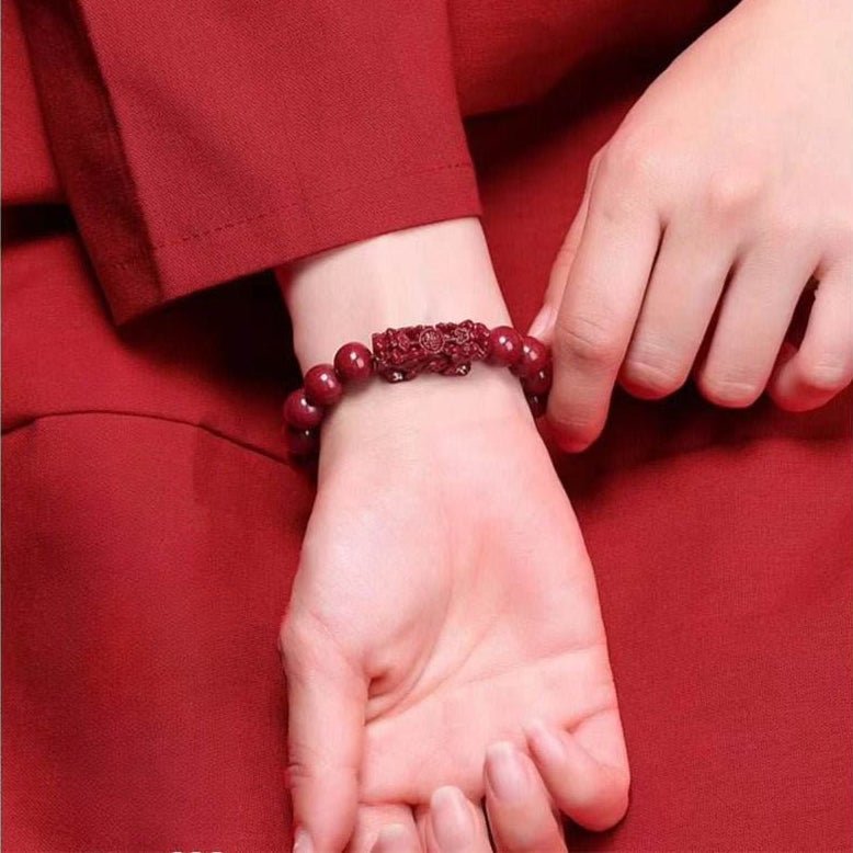 Natural Purple Cinnabar Double Pixiu Bracelet, Lucky Jewelry for Natal Year - STAR8S