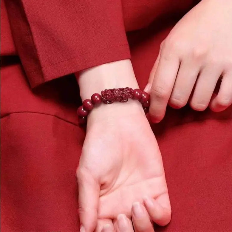Natural Purple Cinnabar Double Pixiu Bracelet, Lucky Jewelry for Natal Year - STAR8S