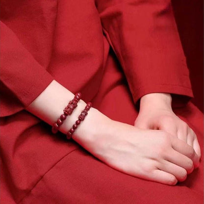 Natural Purple Cinnabar Double Pixiu Bracelet, Lucky Jewelry for Natal Year - STAR8S