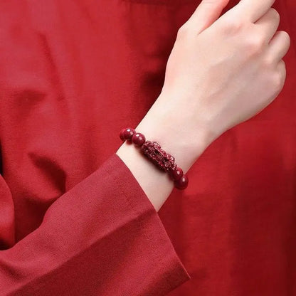 Natural Purple Cinnabar Double Pixiu Bracelet, Lucky Jewelry for Natal Year - STAR8S