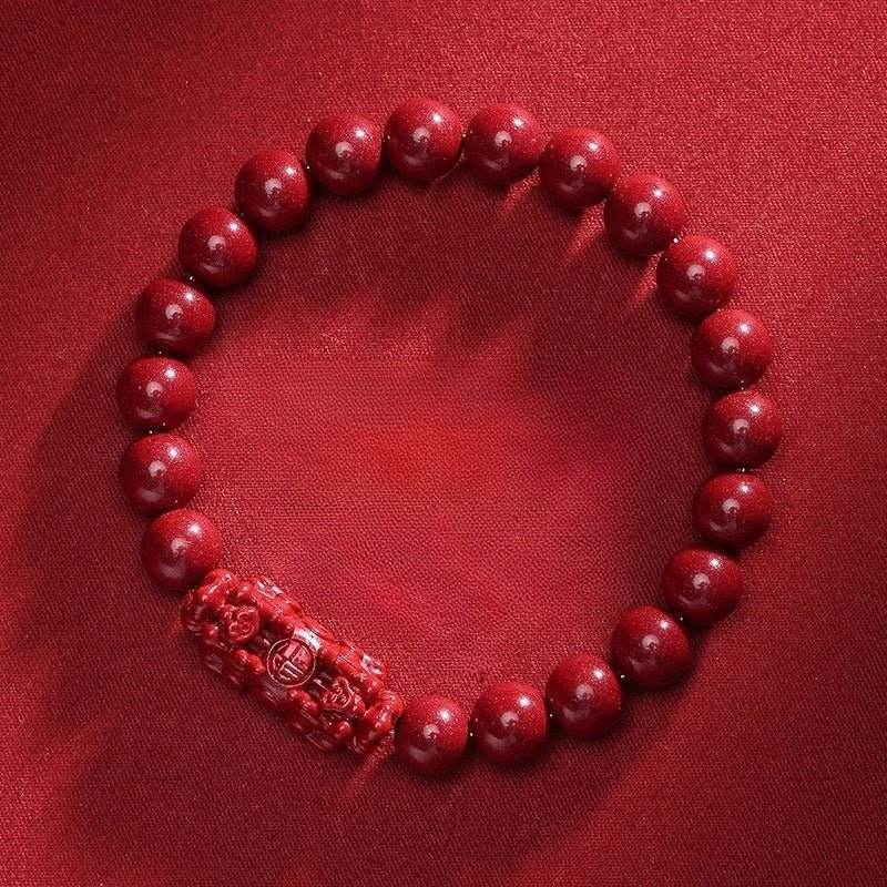 Natural Purple Cinnabar Double Pixiu Bracelet, Lucky Jewelry for Natal Year - STAR8S