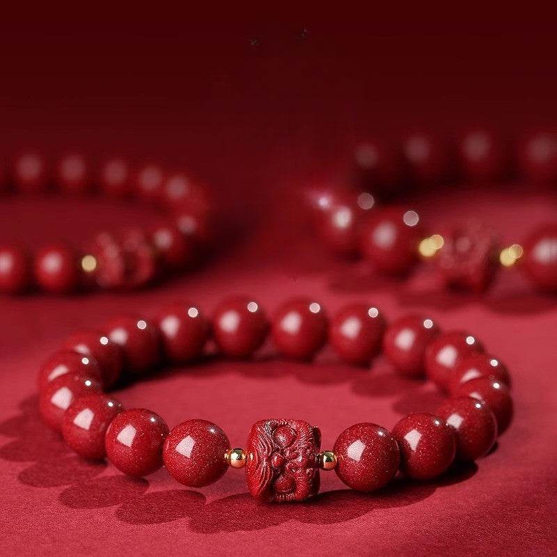 Natural Purple Cinnabar Lion - dance Bracelet, Lucky Jewelry for Natal Year & Valentine's Day - STAR8S