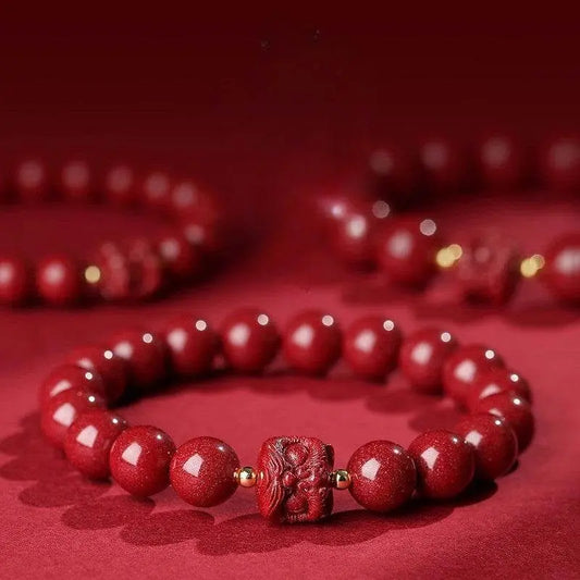 Natural Purple Cinnabar Lion - dance Bracelet, Lucky Jewelry for Natal Year & Valentine's Day - STAR8S