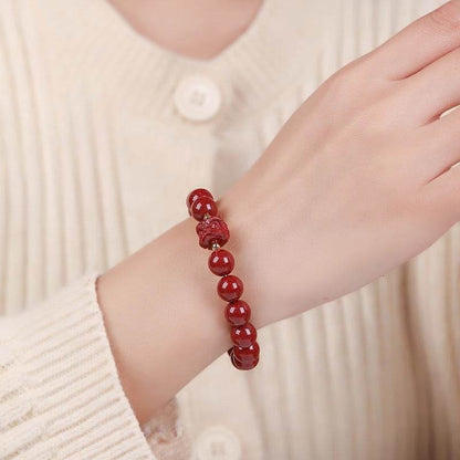 Natural Purple Cinnabar Lion - dance Bracelet, Lucky Jewelry for Natal Year & Valentine's Day - STAR8S