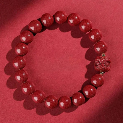 Natural Purple Cinnabar Lion - dance Bracelet, Lucky Jewelry for Natal Year & Valentine's Day - STAR8S