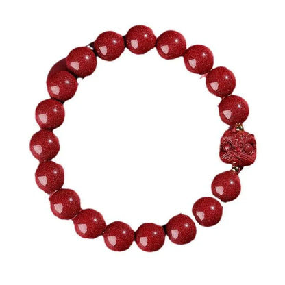 Natural Purple Cinnabar Lion - dance Bracelet, Lucky Jewelry for Natal Year & Valentine's Day - STAR8S