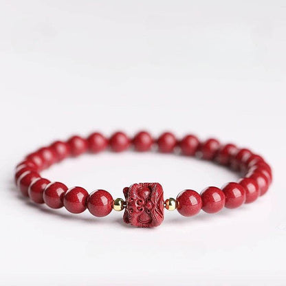 Natural Purple Cinnabar Lion - dance Bracelet, Lucky Jewelry for Natal Year & Valentine's Day - STAR8S