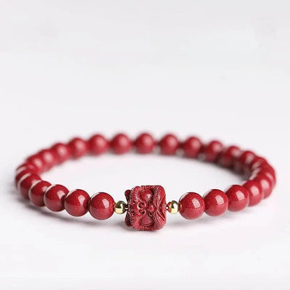 Natural Purple Cinnabar Lion - dance Bracelet, Lucky Jewelry for Natal Year & Valentine's Day - STAR8S