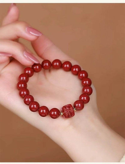 Natural Purple Cinnabar Lion - dance Bracelet, Lucky Jewelry for Natal Year & Valentine's Day - STAR8S