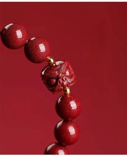 Natural Purple Cinnabar Lion - dance Bracelet, Lucky Jewelry for Natal Year & Valentine's Day - STAR8S