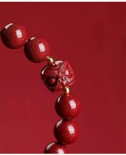 Natural Purple Cinnabar Lion - dance Bracelet, Lucky Jewelry for Natal Year & Valentine's Day - STAR8S