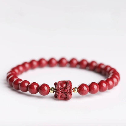 Natural Purple Cinnabar Lion - dance Bracelet, Lucky Jewelry for Natal Year & Valentine's Day - STAR8S