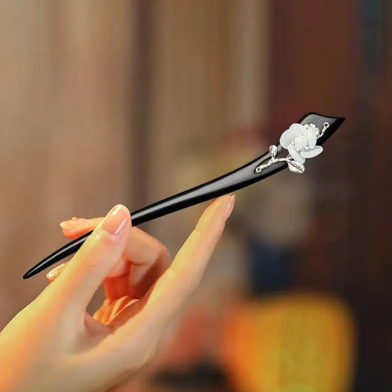 new chinese intangible heritage sandalwood u pin for vintage bun, show oriental elegance - star8s