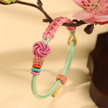 New Peach - knot Bracelet, Hand - Woven Pink Rope for Love & Festive Gifting - STAR8S