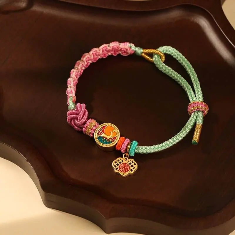 new peach - knot bracelet, hand - woven pink rope for love & festive gifting - star8s