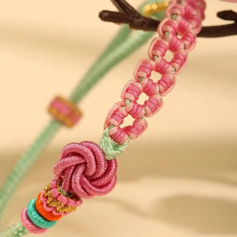 new peach - knot bracelet, hand - woven pink rope for love & festive gifting - star8s