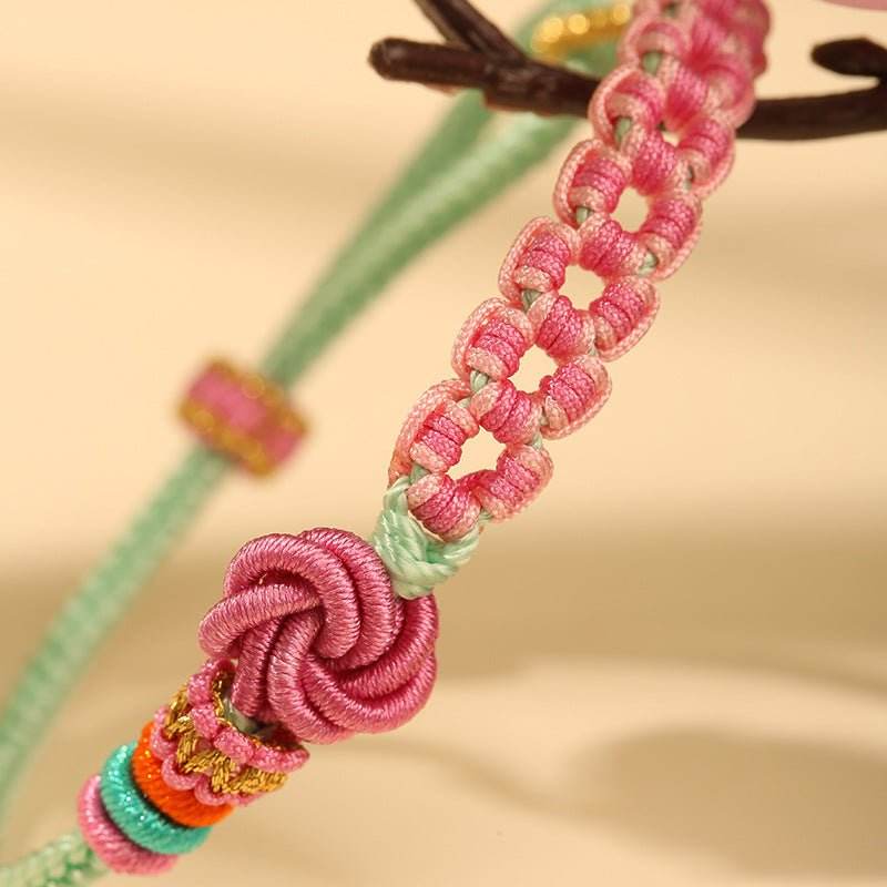 new peach - knot bracelet, hand - woven pink rope for love & festive gifting - star8s