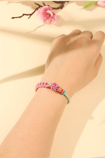 New Peach - knot Bracelet, Hand - Woven Pink Rope for Love & Festive Gifting - STAR8S