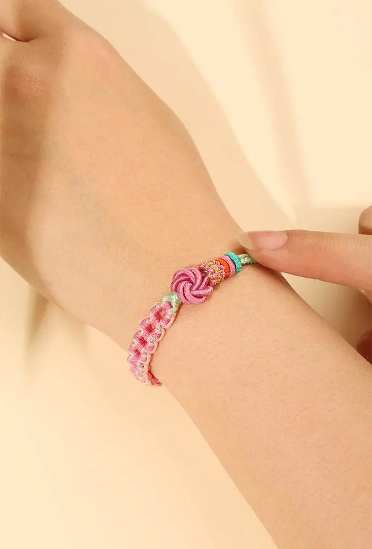 New Peach - knot Bracelet, Hand - Woven Pink Rope for Love & Festive Gifting - STAR8S
