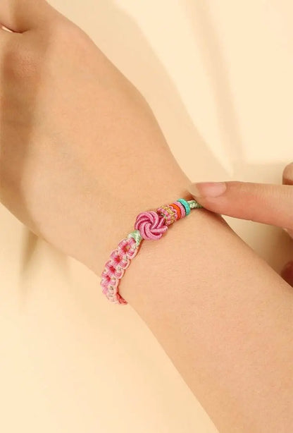 New Peach - knot Bracelet, Hand - Woven Pink Rope for Love & Festive Gifting - STAR8S