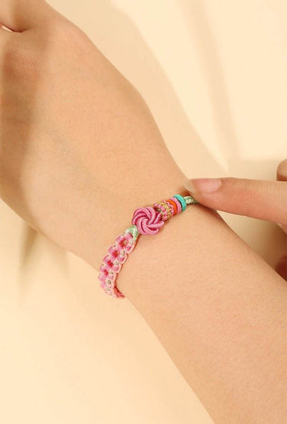 New Peach - knot Bracelet, Hand - Woven Pink Rope for Love & Festive Gifting - STAR8S