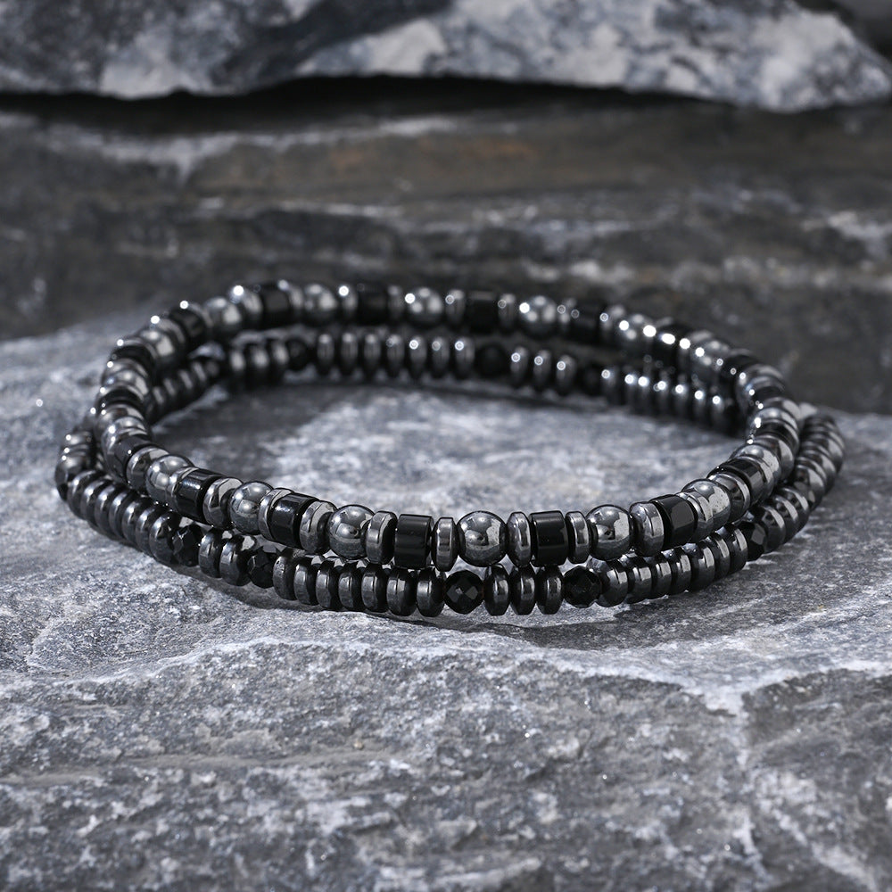 hematite beaded bracelet - stylish black beads for men | unique and trendy gift for him | fashionable and durable