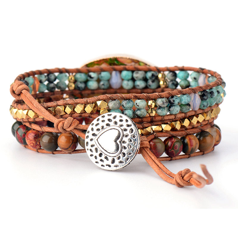 imperial jaspor boho wrap bracelets handmade multilayer leather beaded bracelet for women - star8s