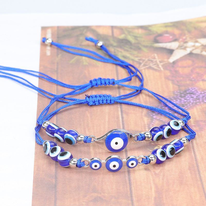 Evil Eye Bracelet with Blue Eye Fish Beads - Adjustable Protective Charm Bracelet - STAR8S