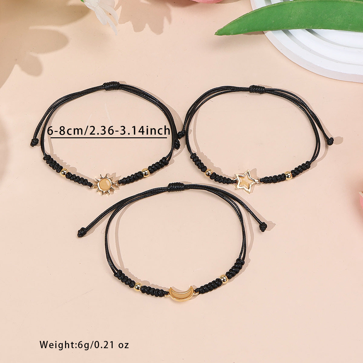 matching universe promise bracelets pack handcrafted braided macramé wish wristband set with sun moon star charms cute relationship gift for couples bff sisters