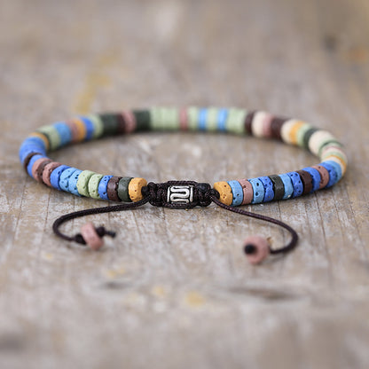 Lava Stone Colorful Braided Beaded Bracelet Handmade Vacation Friendship Bracelet - STAR8S