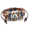 Handmade Beaded Ethnic Bracelet - Adjustable Multi-Layer Leather Bracelet with Eye Beads for Couples