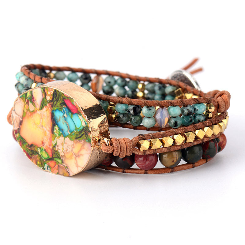 imperial jaspor boho wrap bracelets handmade multilayer leather beaded bracelet for women - star8s
