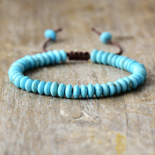 Blue Turquoise Braided Beaded Bracelet Adjustable Handmade Stone Bracelet for Men & Women - STAR8S