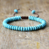 Blue Turquoise Braided Beaded Bracelet Adjustable Handmade Stone Bracelet for Men & Women