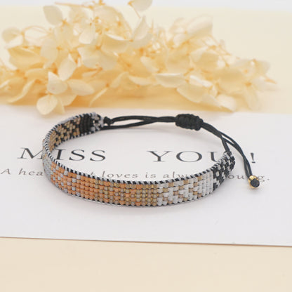 Colorful Heart Boho Friendship Bracelets — Handmade Woven Seed Bead Bracelet, Adjustable, Gift-Ready