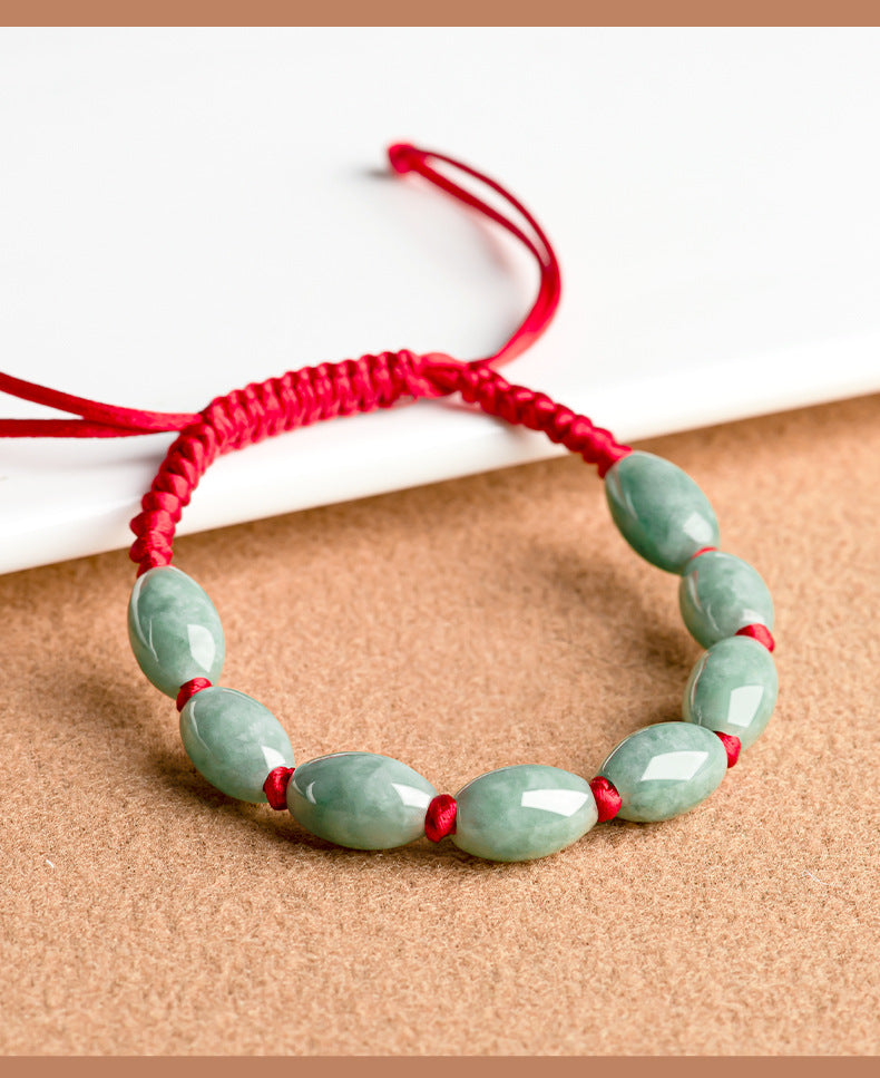 natural jade bracelet - handmade adjustable string bracelet for men & women, good luck bracelet